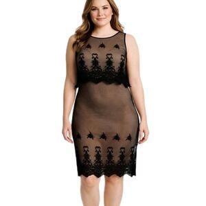 New! TART COLLECTIONS Size Large Colby Tiered‎ Scalloped Mesh Lace Overlay Dress